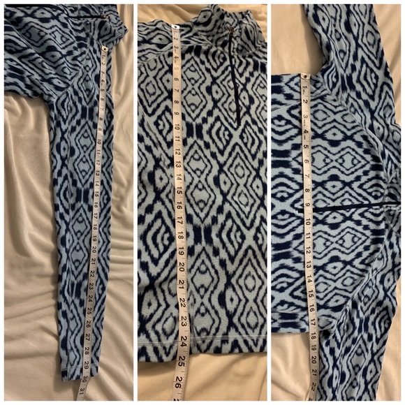 123 Marmot blue diamond print fleece quarter zip pullover sweater small - Picture 3 of 6